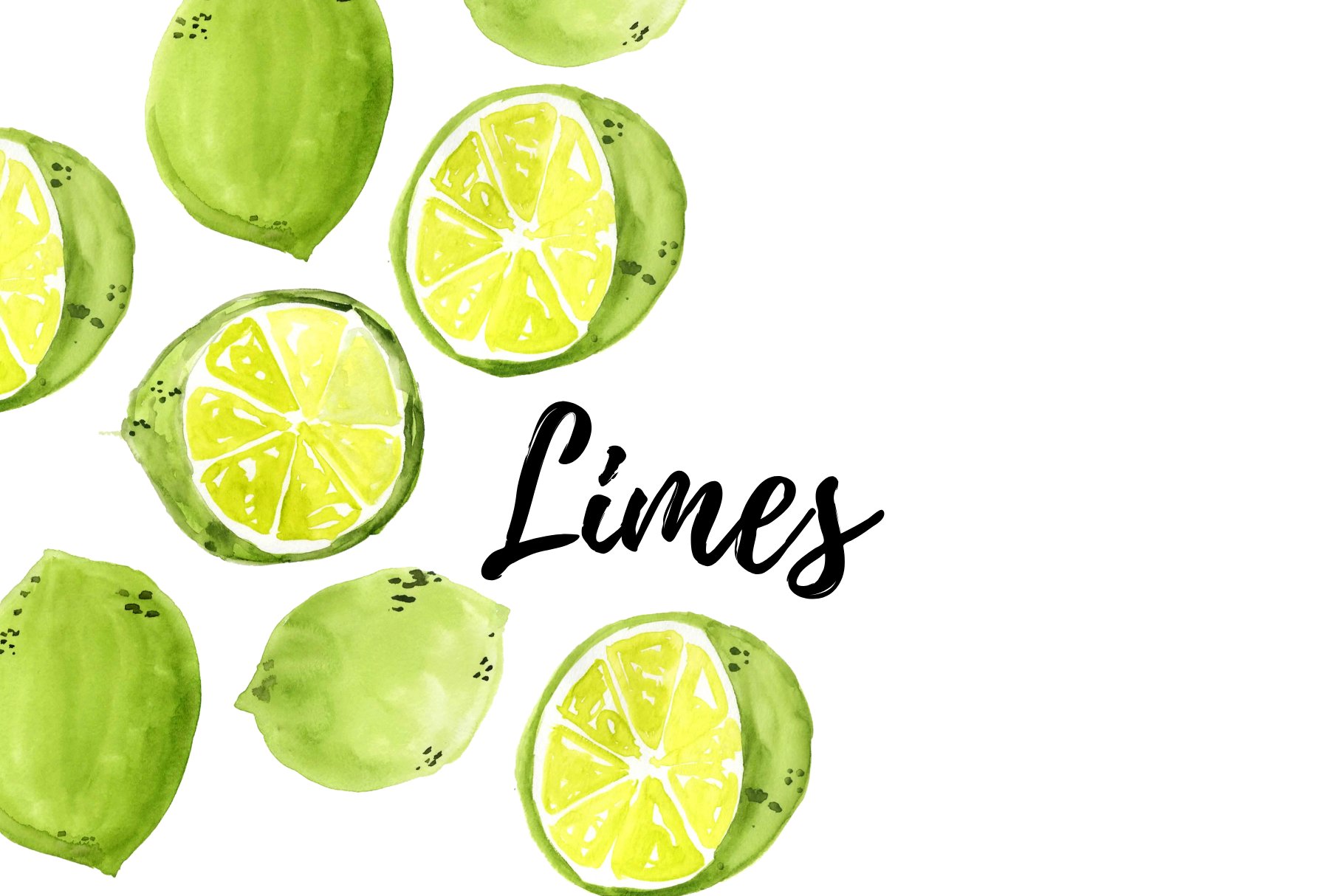 Watercolor citrus lime clipart cover image.