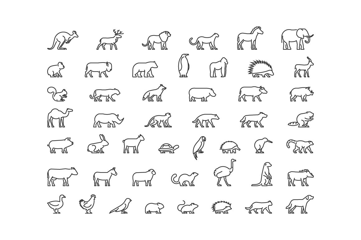 Big set of linear animals cover image.