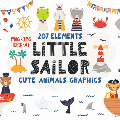 Little Sailor Cute Animals Graphics cover image.