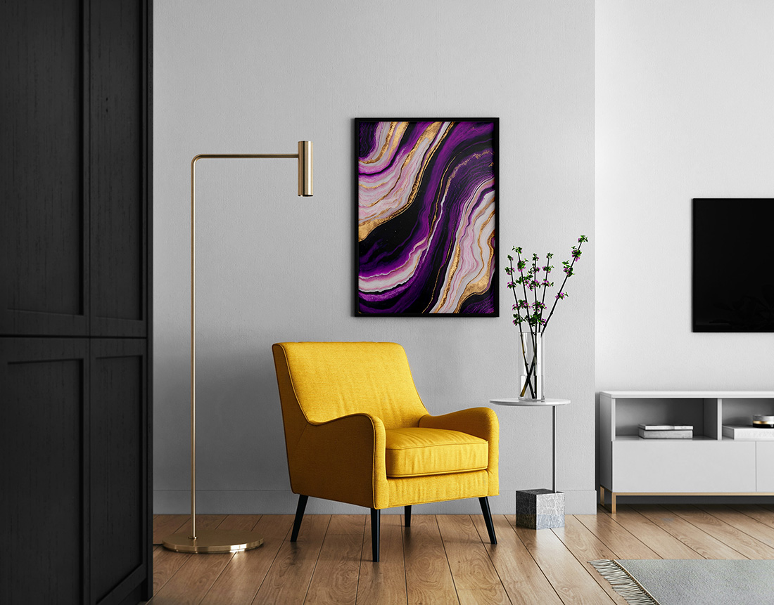 living room with poster mockup min 575