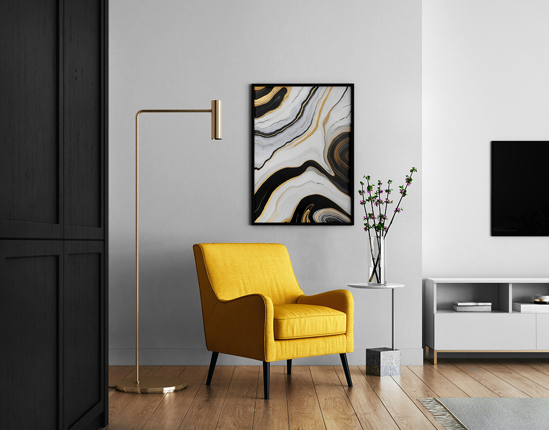 living room with poster mockup min 582