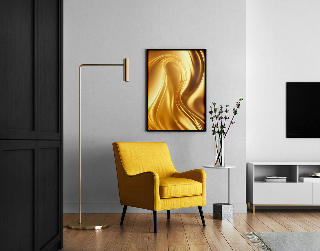 living room with poster mockup min 798