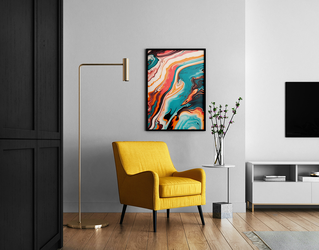 living room with poster mockup min 811