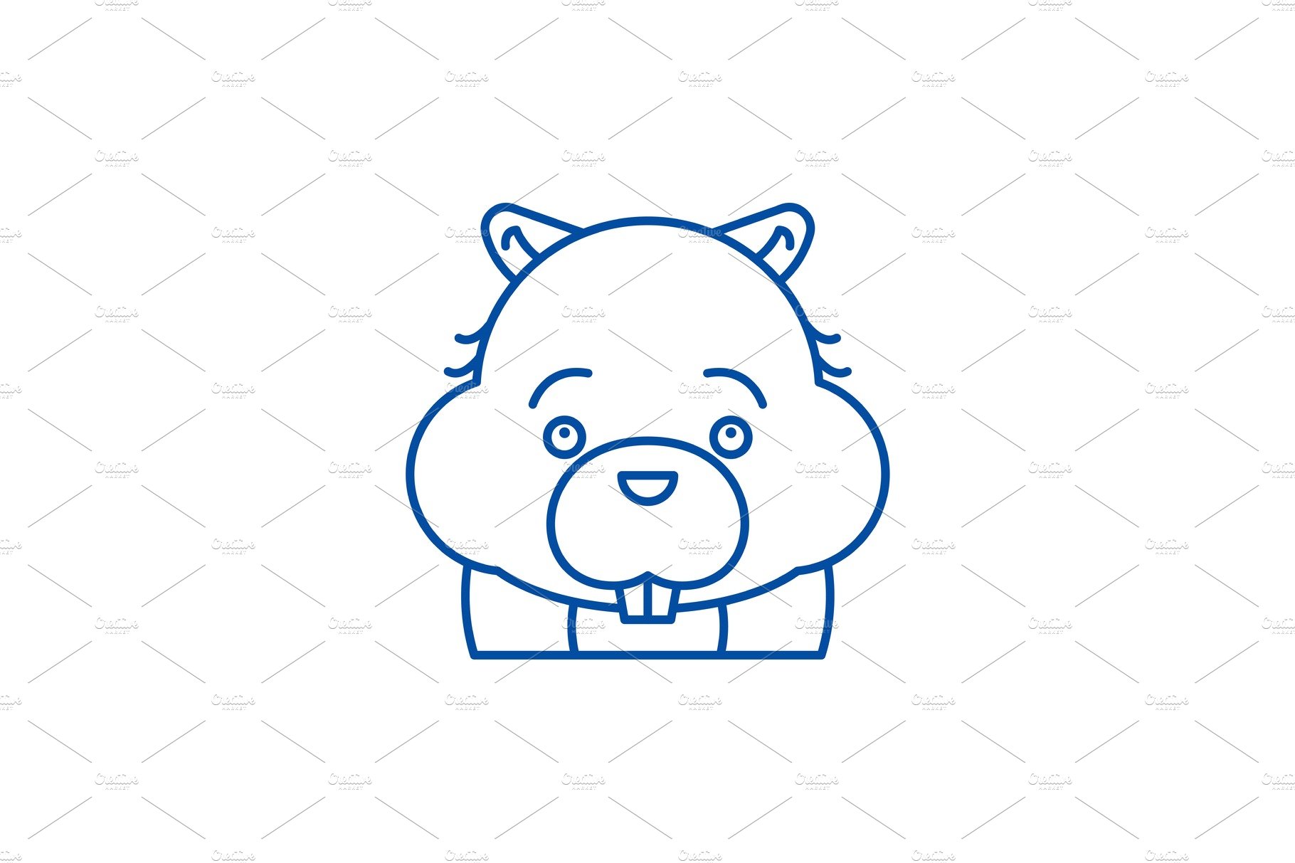 Funny beaver line icon concept cover image.