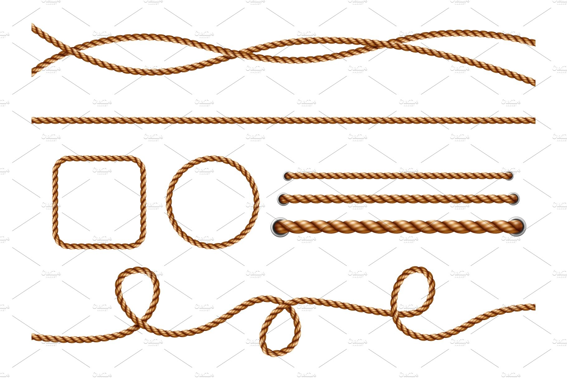 Realistic ropes. Yellow or brown cover image.