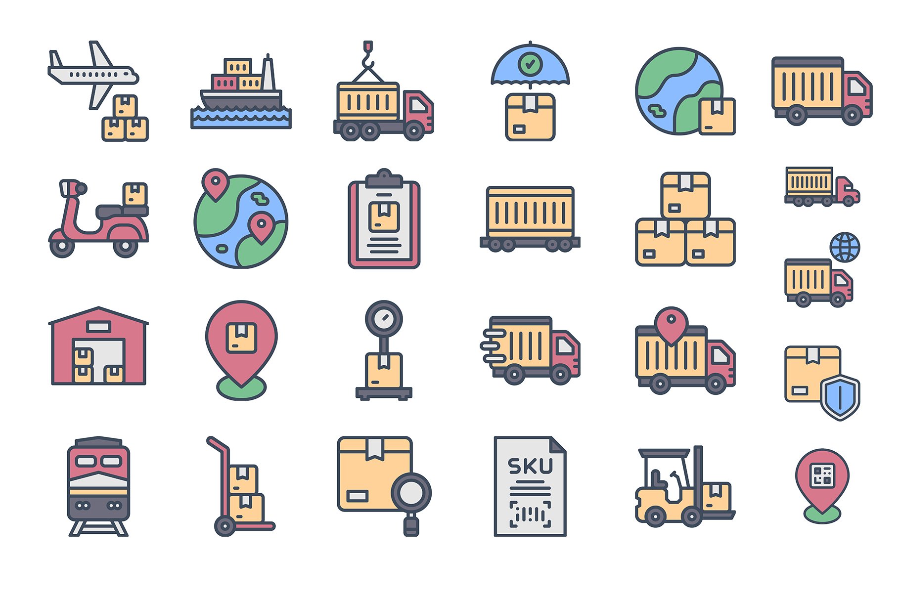 Logistic Icons 3 Styles preview image.