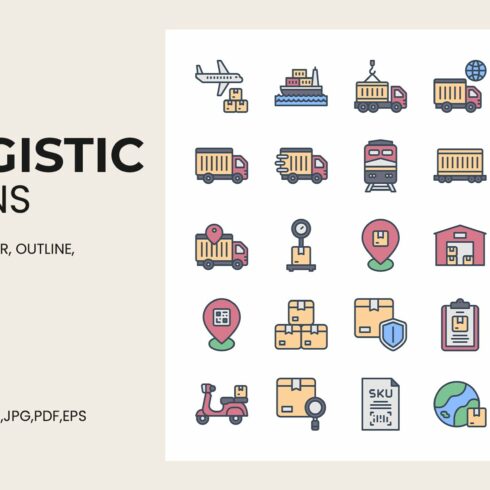 Logistic Icons 3 Styles cover image.