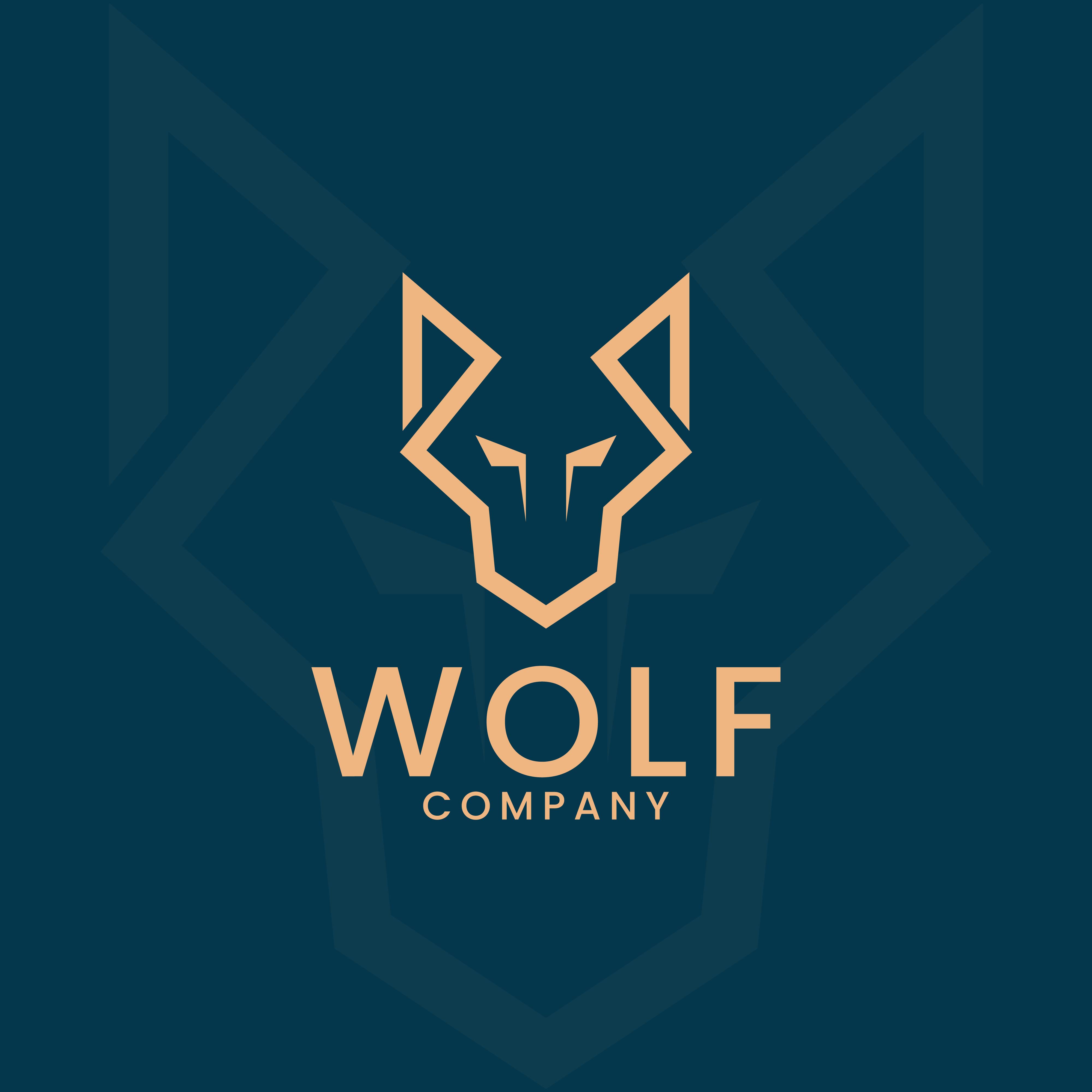 Creative wolf head logo design vector template preview image.