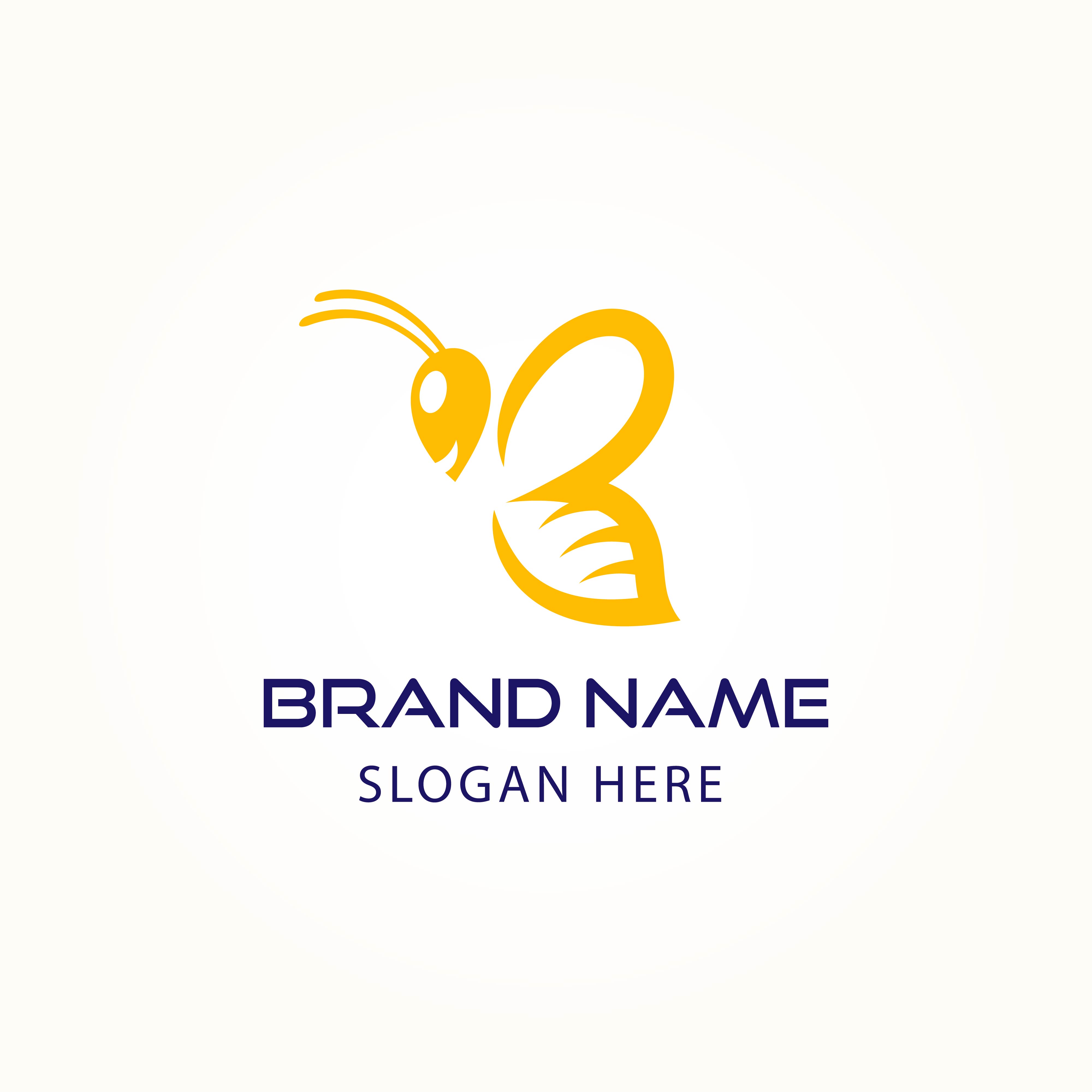 Modern Letter B Bee Logo Design Vector preview image.