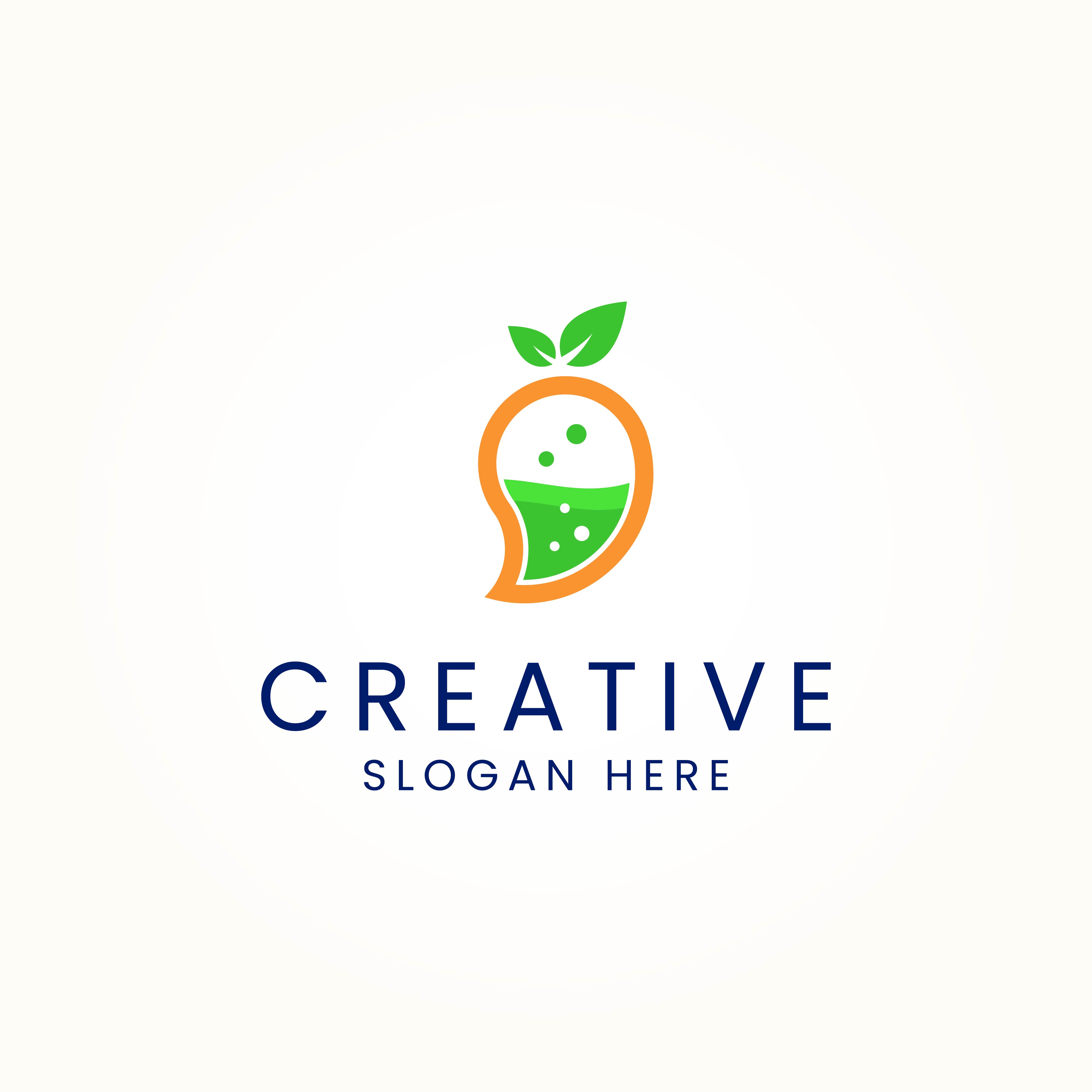 Creative Mango logo design with laboratory Vector Image preview image.