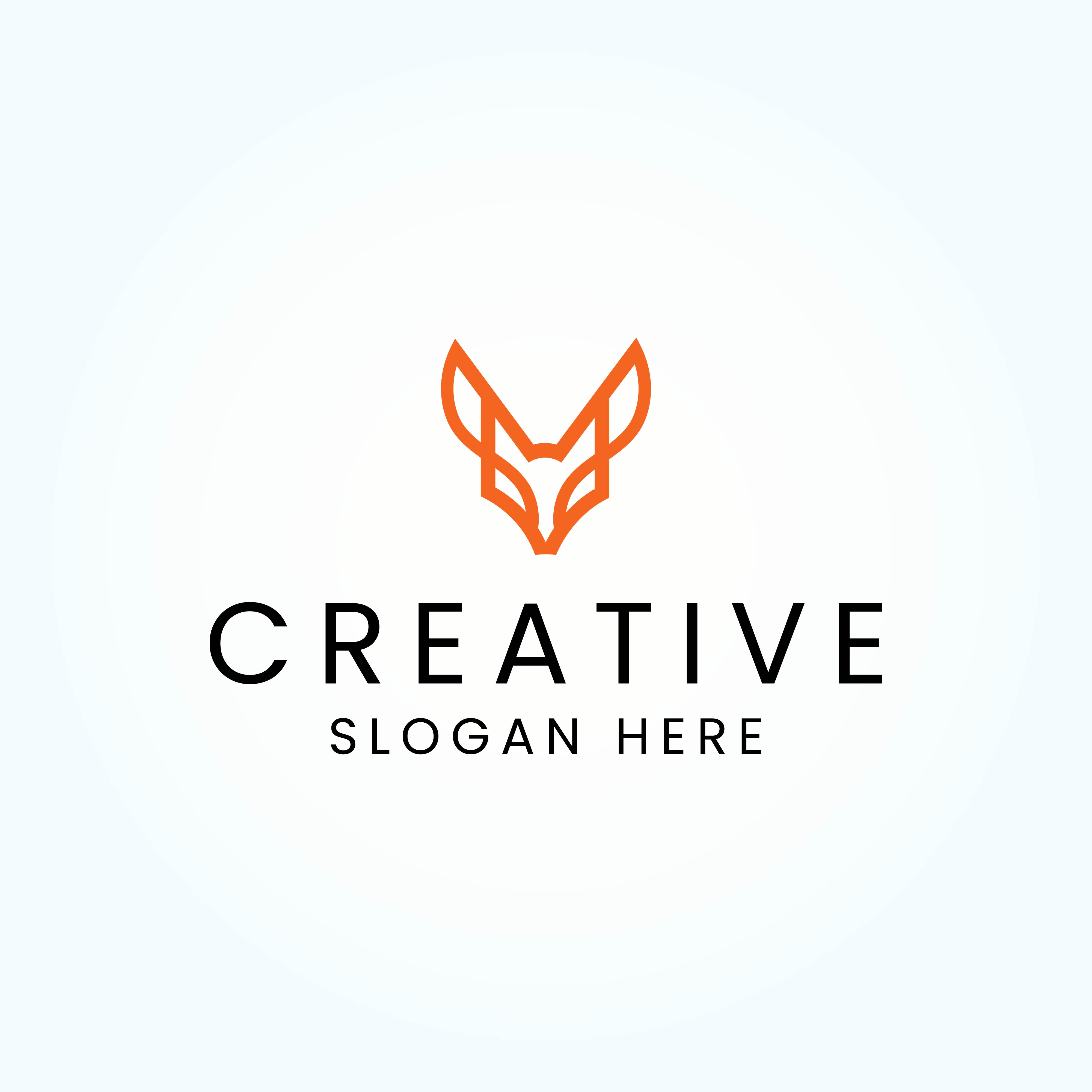 Creative Letter V Fox Head Logo Design Template preview image.