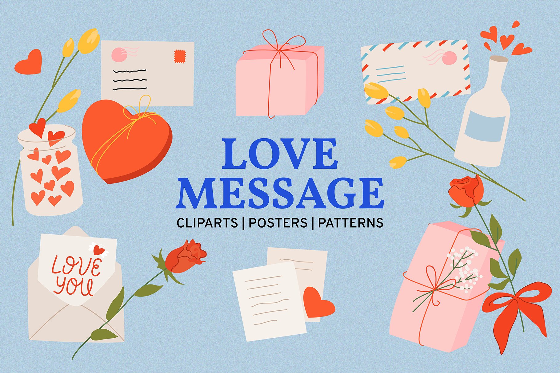 Love Message Valentine's day clipart cover image.