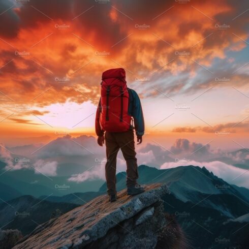 The man atop the red mountain gazed at the setting sun and orang cover image.