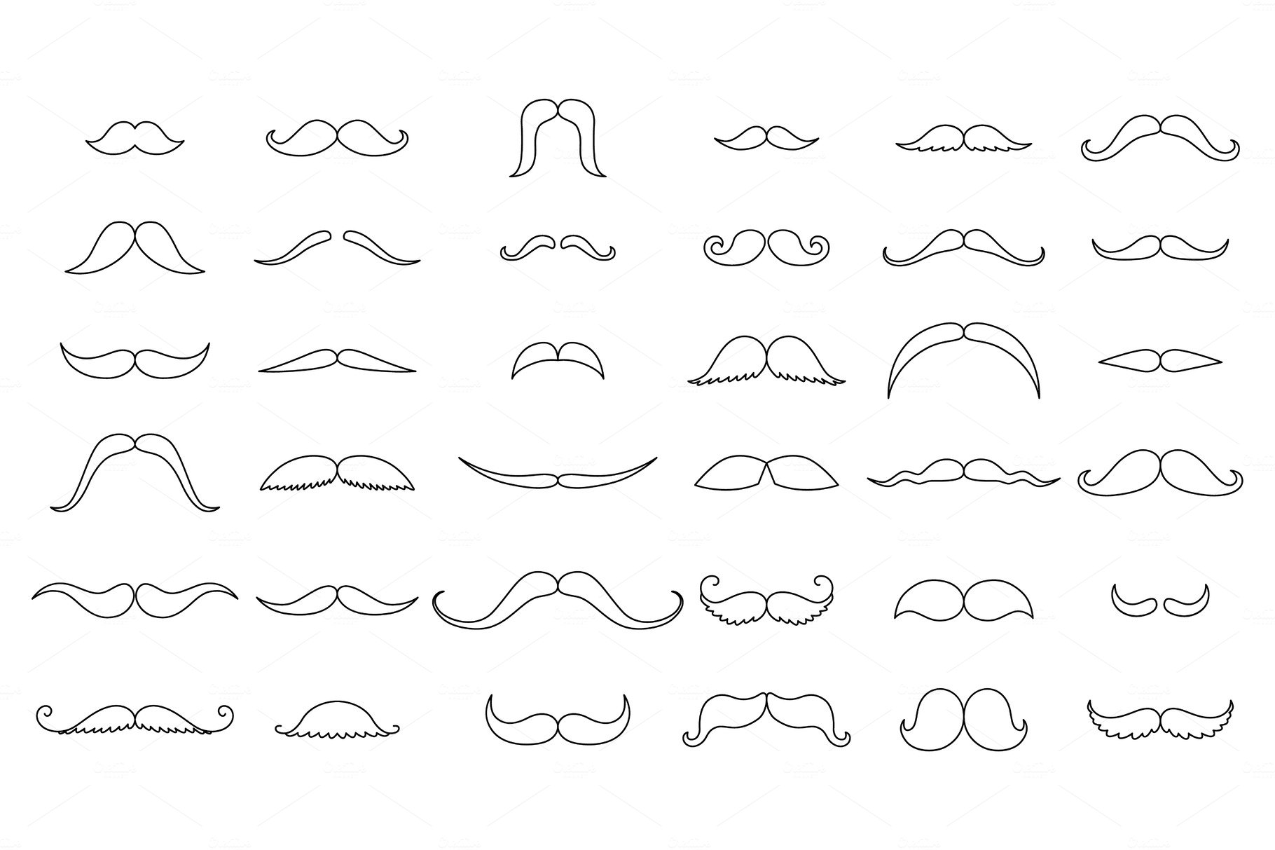 Mustache collection. Coloring cover image.