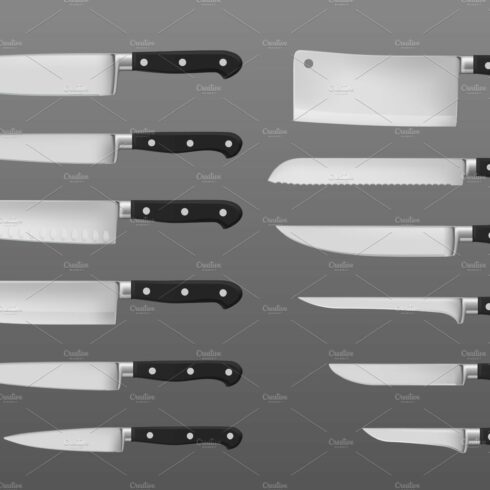 Kitchen knives, isolated set cover image.