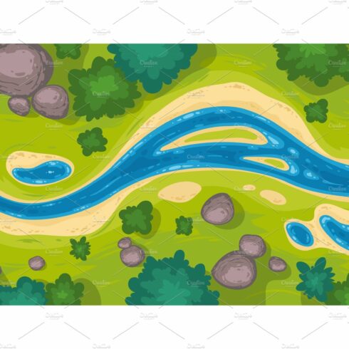 Vector seamless border with river cover image.
