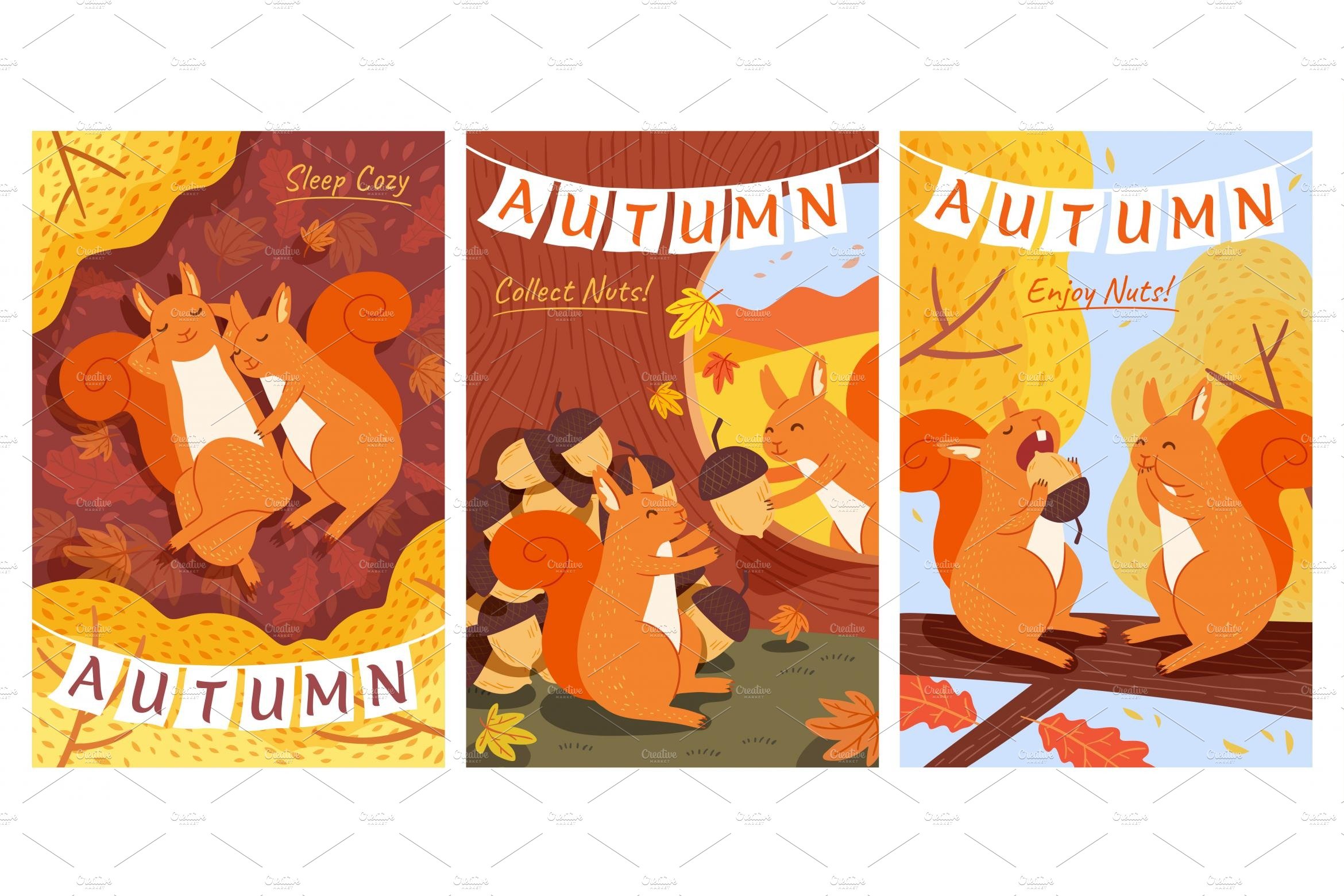 Autumn forest illustration set cover image.