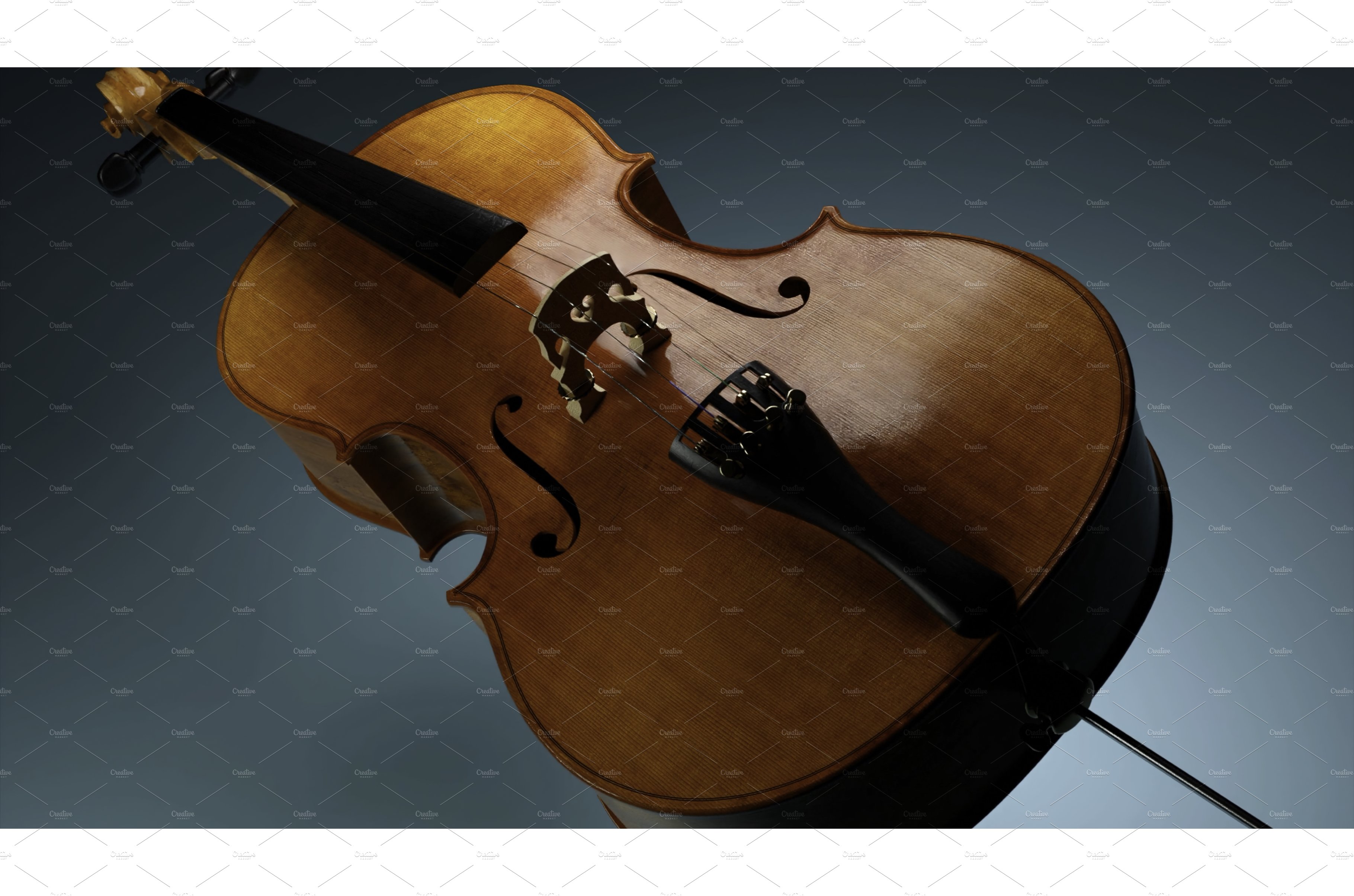 Digital art object, realistic violin cover image.