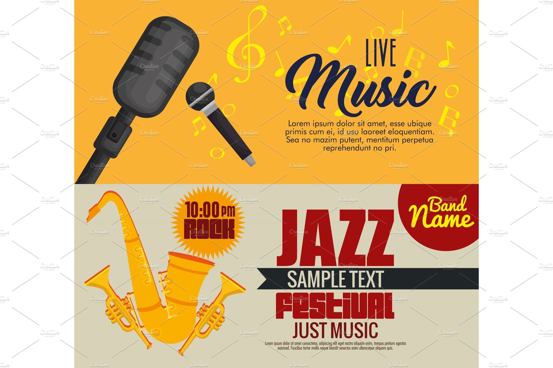set musical instruments icons cover image.