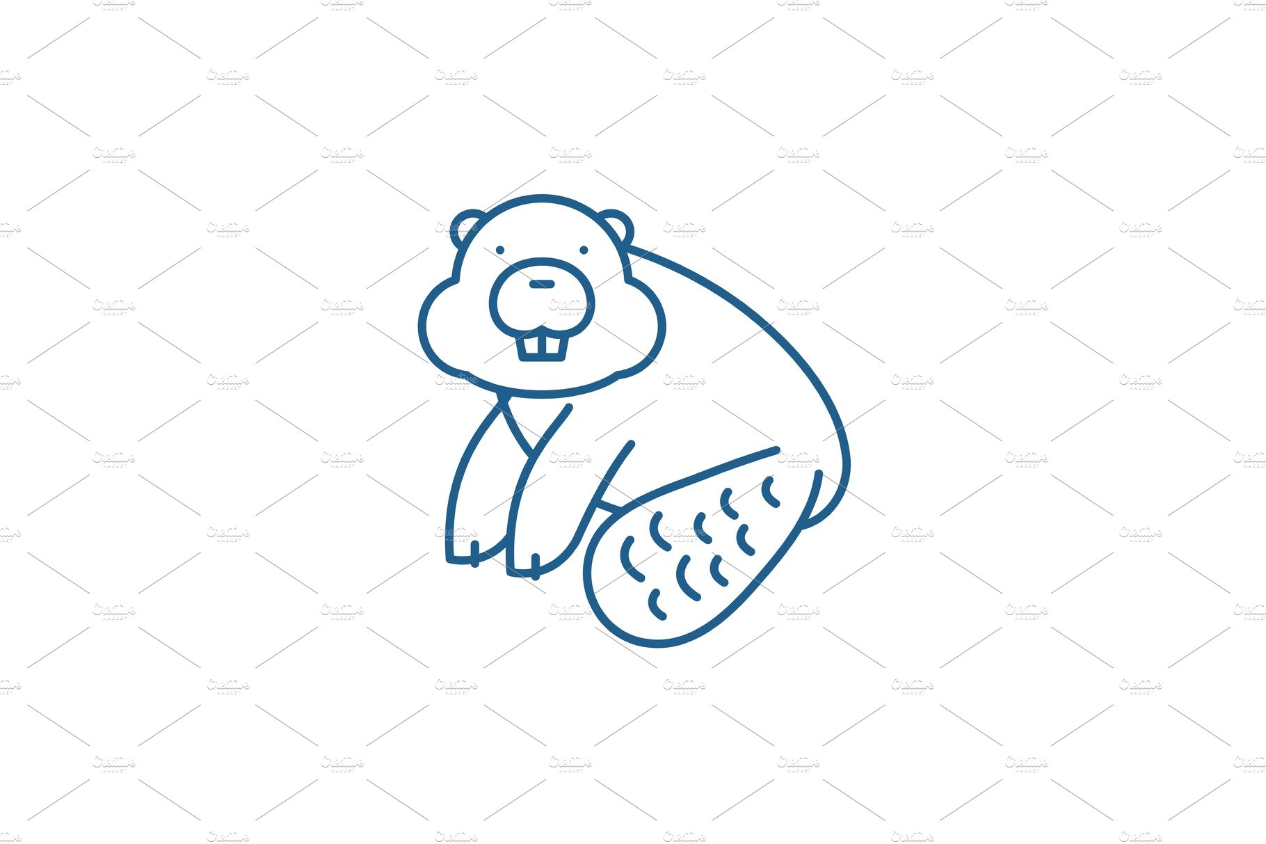 Beaver line icon concept. Beaver cover image.