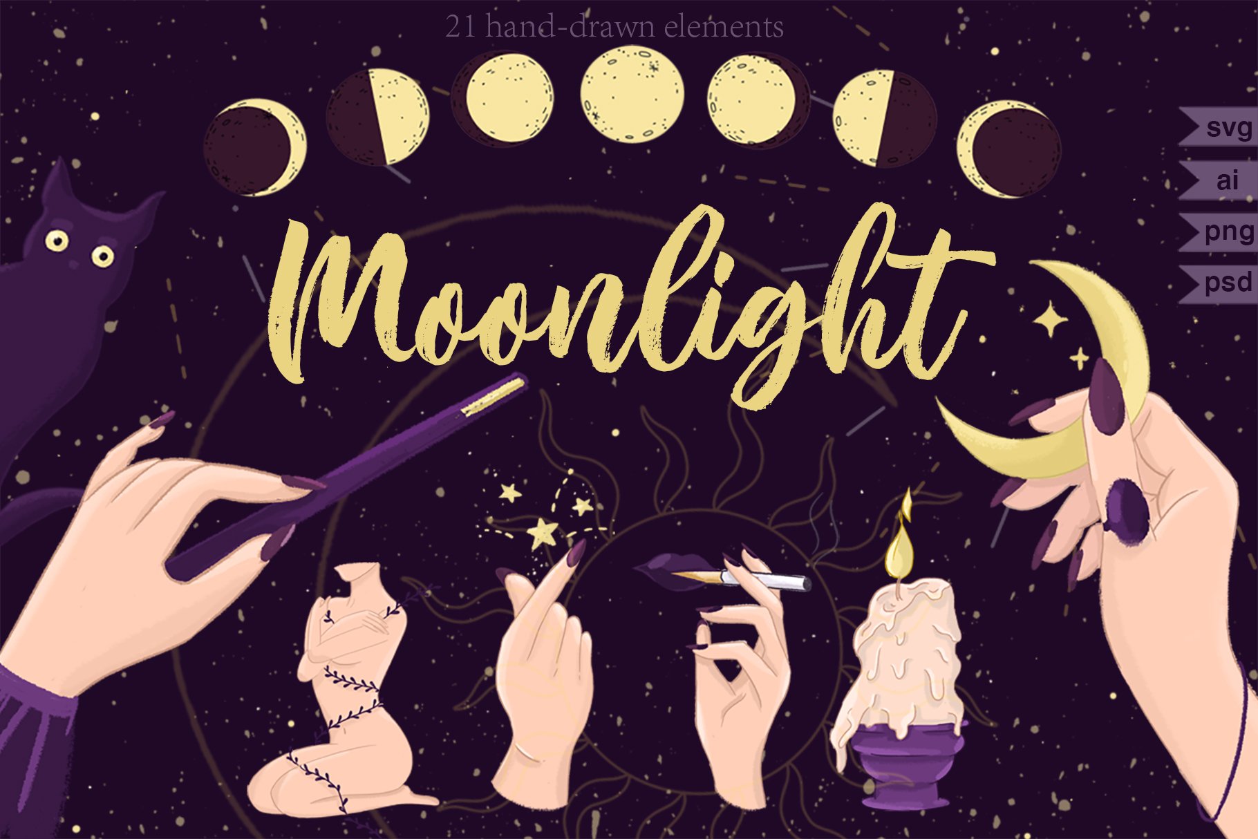 Moonlight Magic vector set cover image.