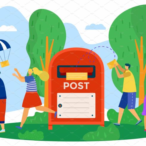 Mailbox for post, vector cover image.