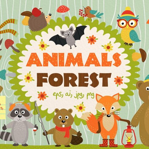 set  animals of forest cover image.