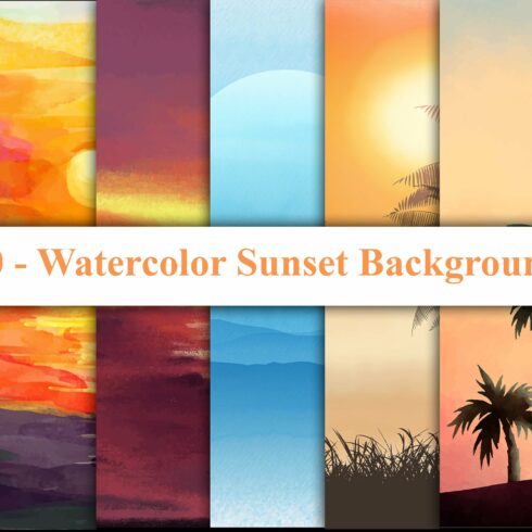Watercolor Sunset Background cover image.