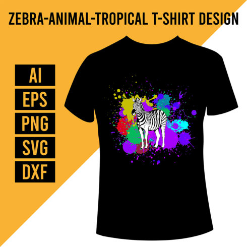 Zebra-animal-tropical T-Shirt Design cover image.