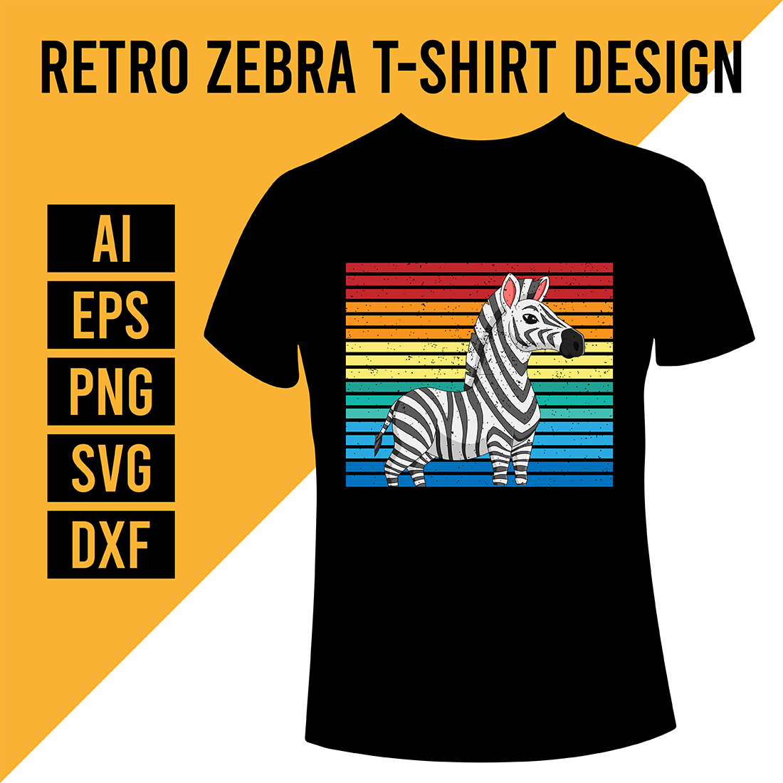 Retro Zebra T-Shirt Design cover image.