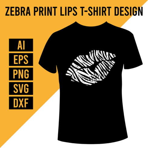 Zebra Print Lips T-Shirt Design cover image.