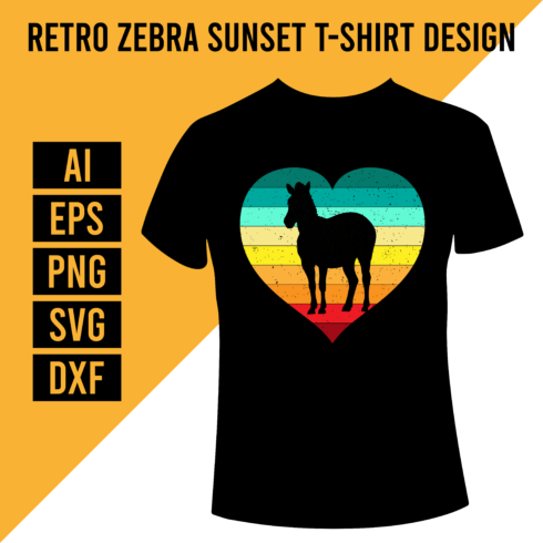 Retro Zebra Sunset T-Shirt Design cover image.