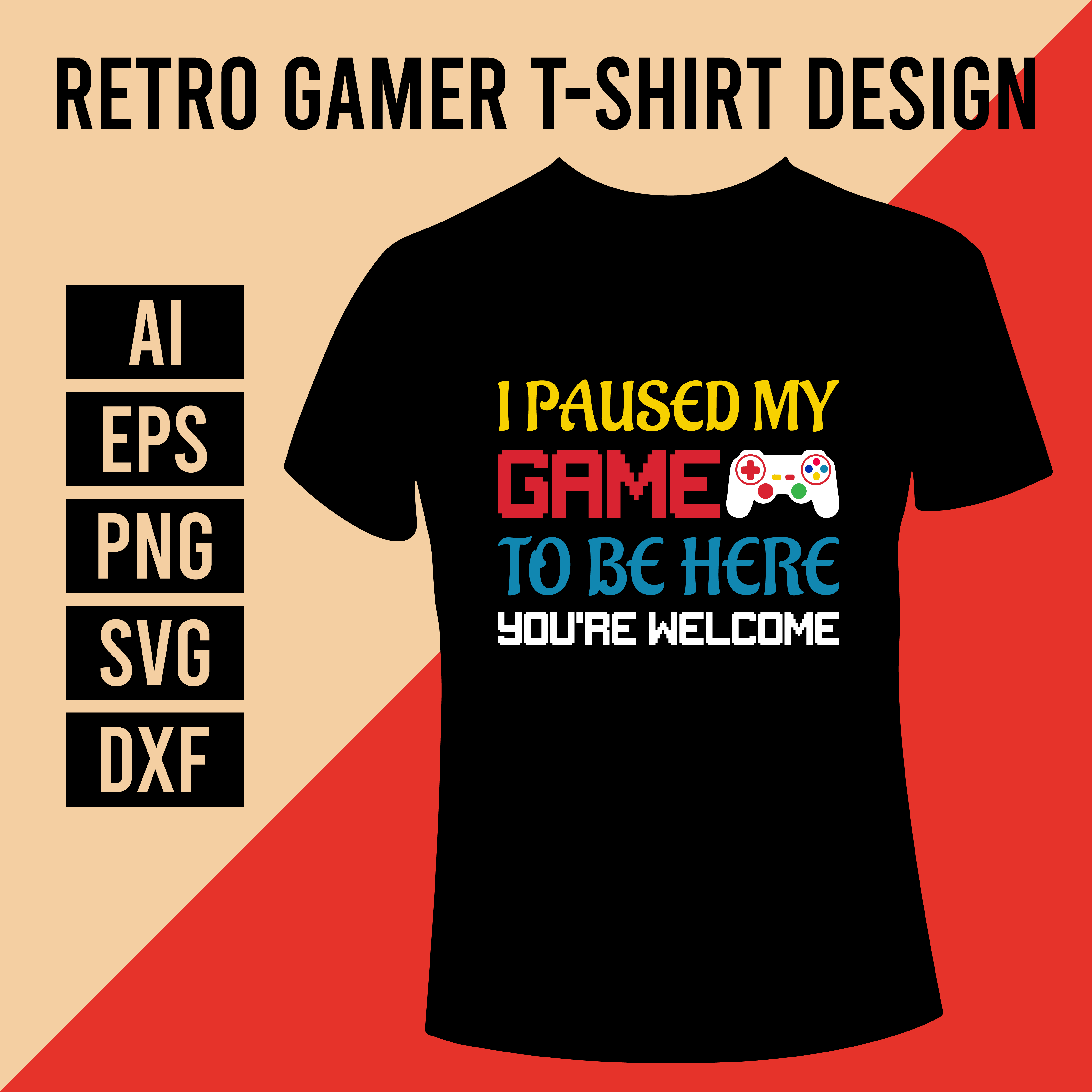 Retro Gamer T-Shirt Design cover image.