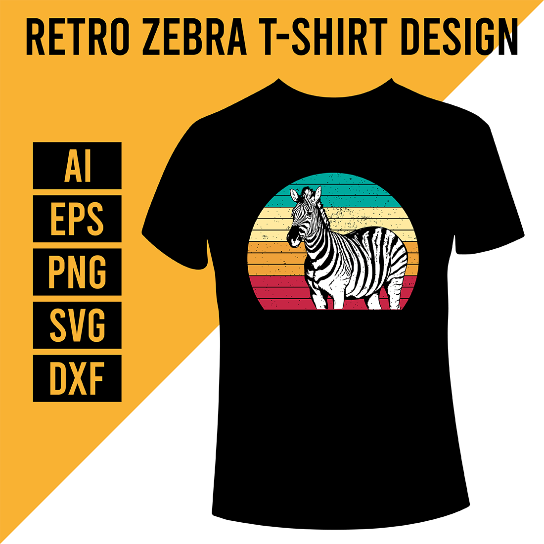 Retro Zebra T-Shirt Design cover image.