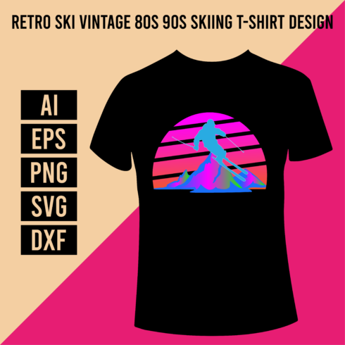 Retro Ski Vintage 80s 90s Skiing T-Shirt Design cover image.