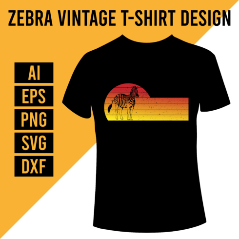Zebra Vintage T-Shirt Design cover image.