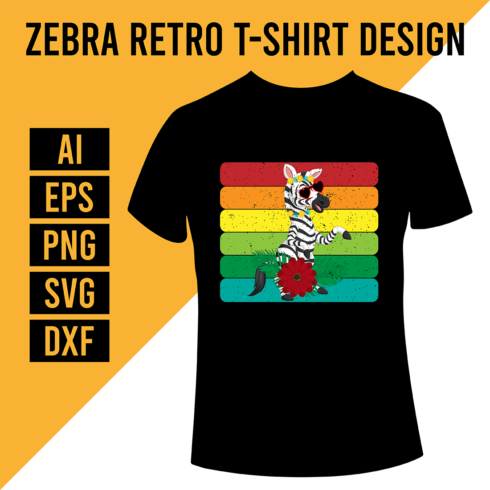 Zebra Retro T-Shirt Design cover image.