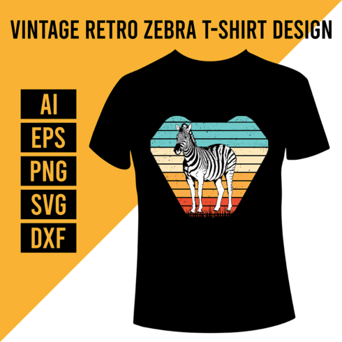 Vintage Retro Zebra T-Shirt Design cover image.