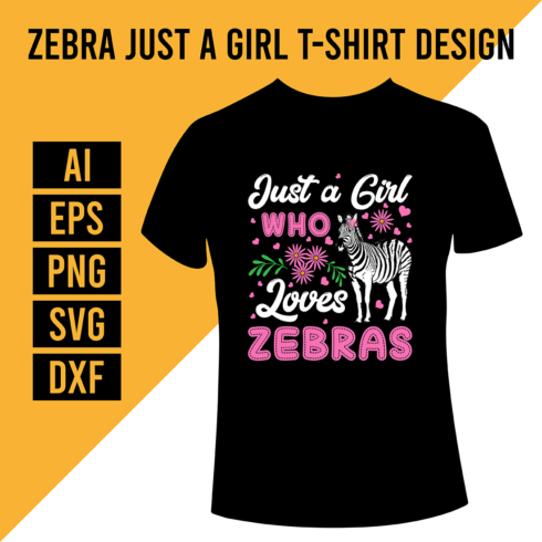 Zebra Just a Girl T-Shirt Design cover image.