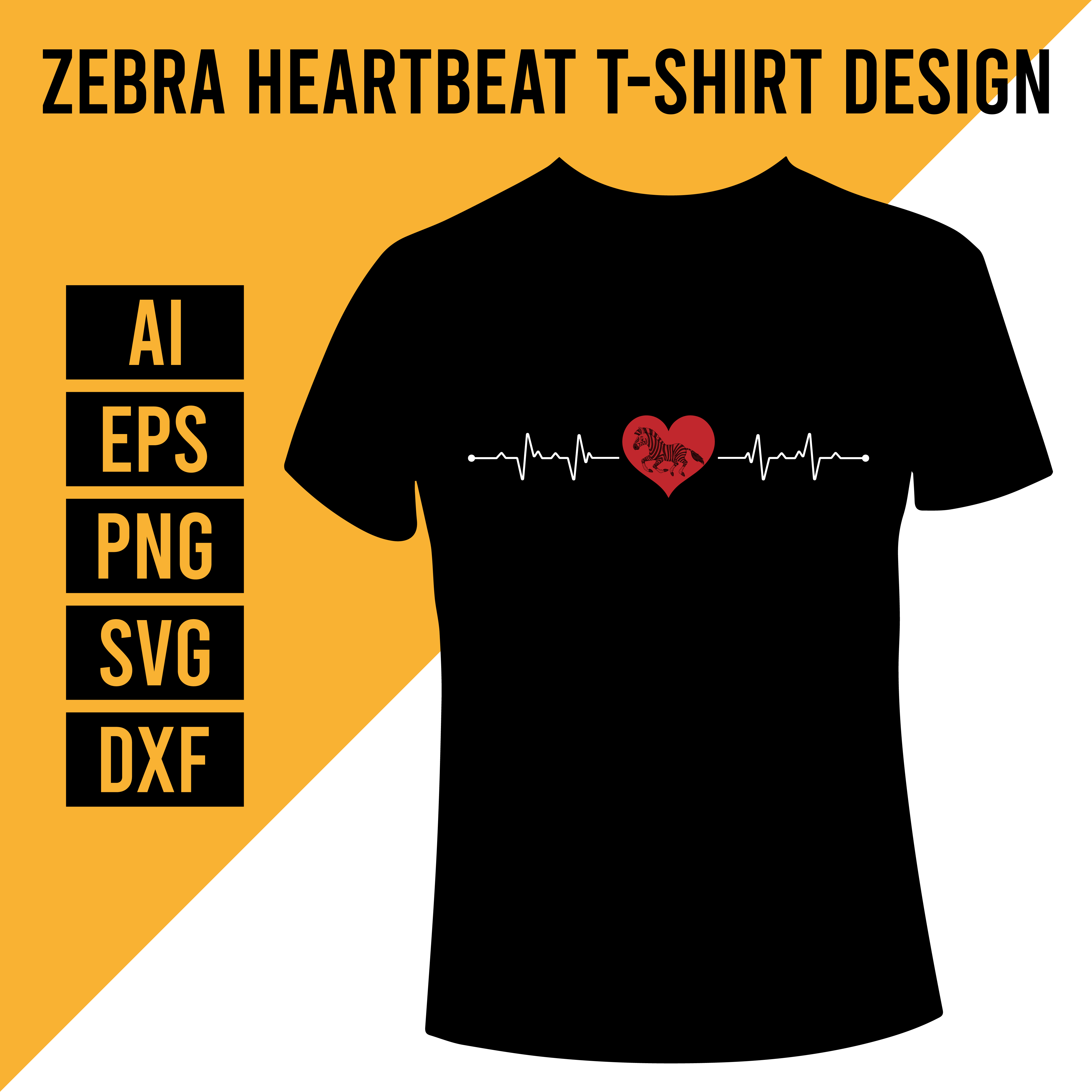 Zebra Heartbeat T-Shirt Design cover image.