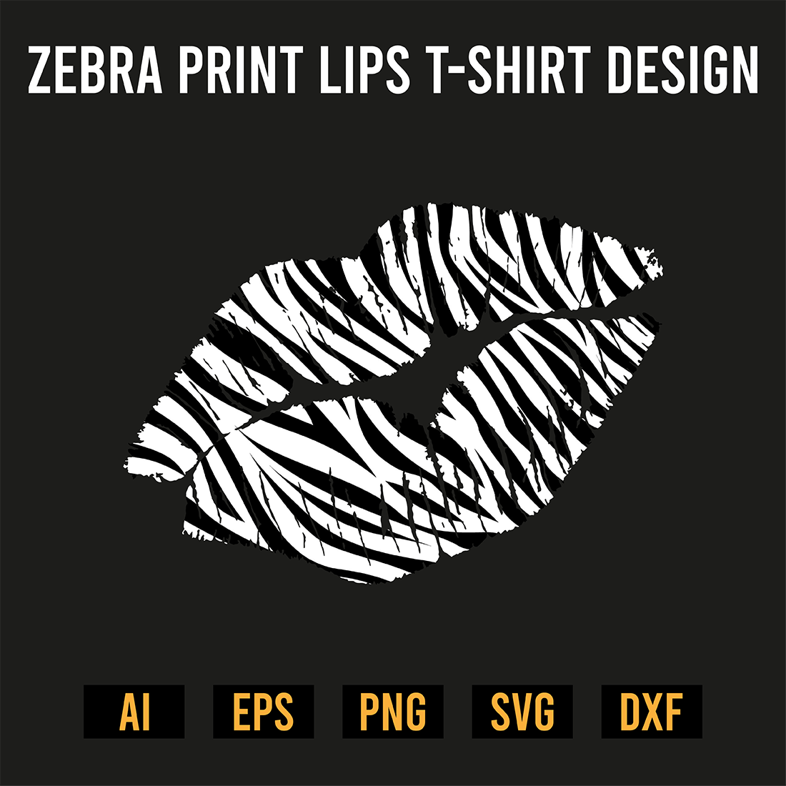 Zebra Print Lips T-Shirt Design preview image.