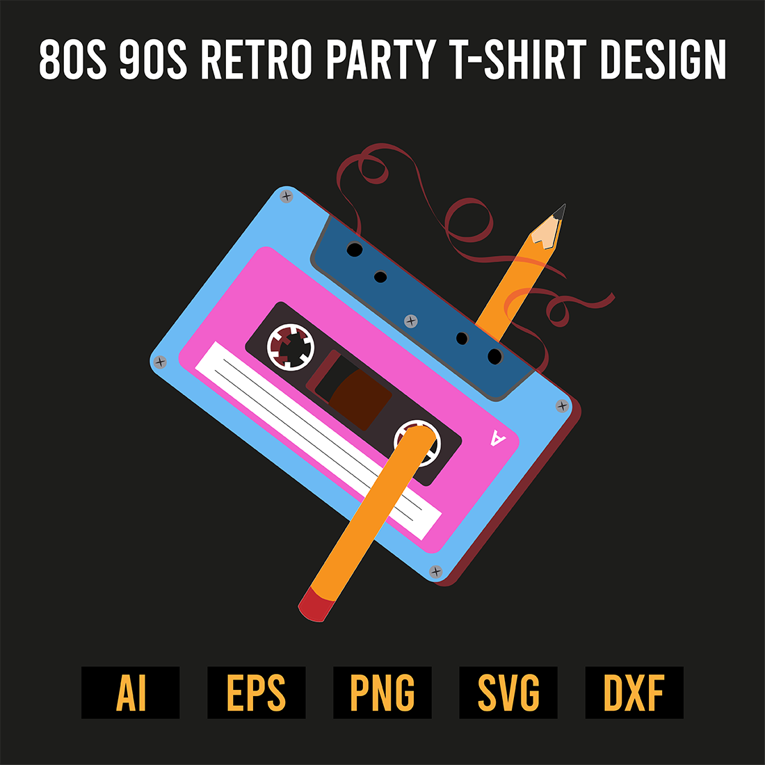 80s 90s Retro Party T-Shirt Design preview image.