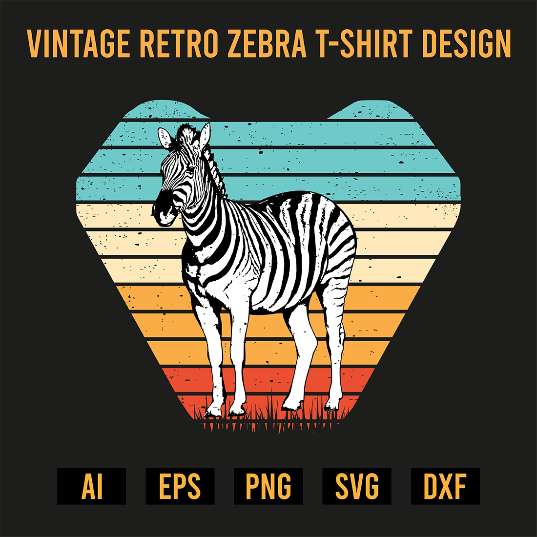 Vintage Retro Zebra T-Shirt Design preview image.