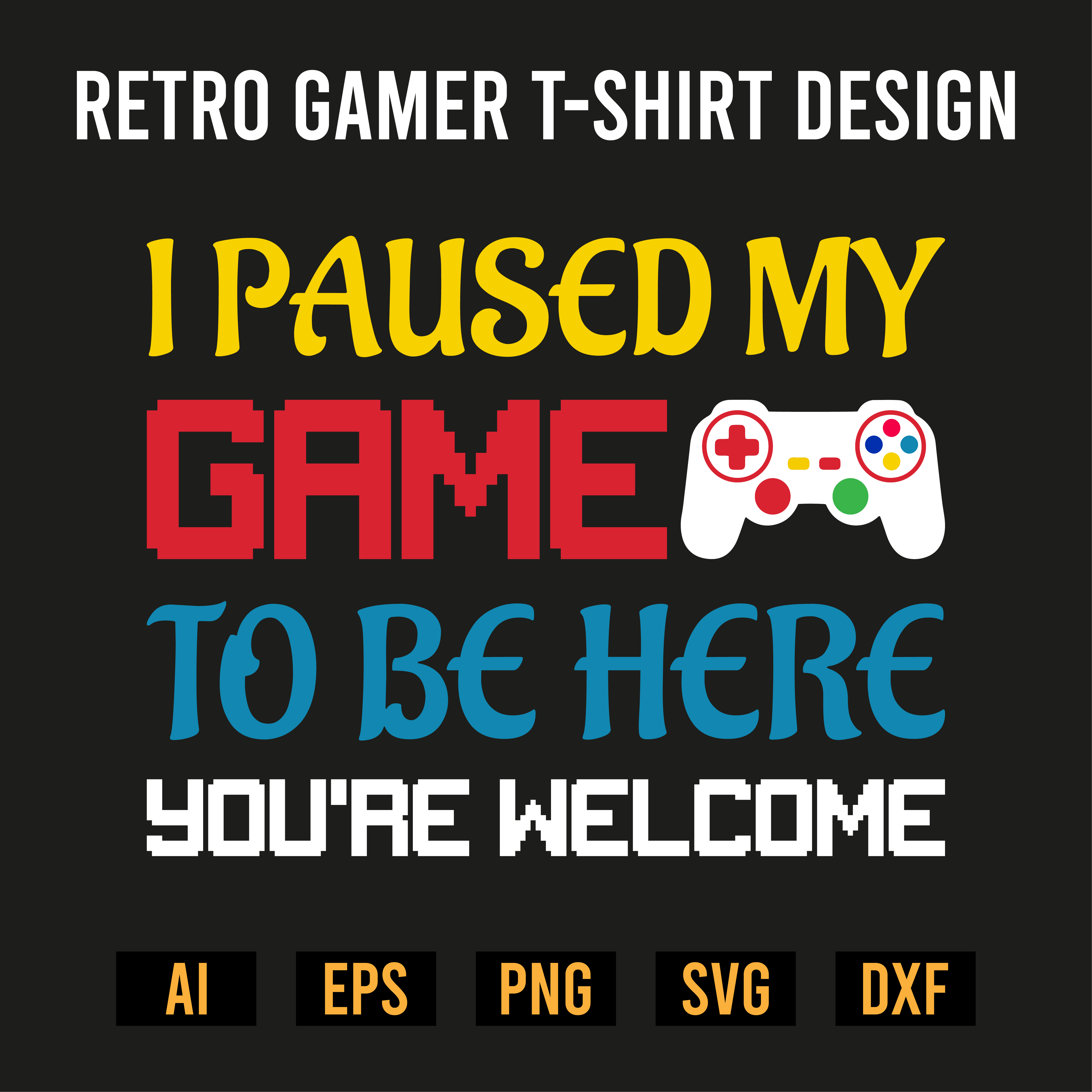 Retro Gamer T-Shirt Design preview image.