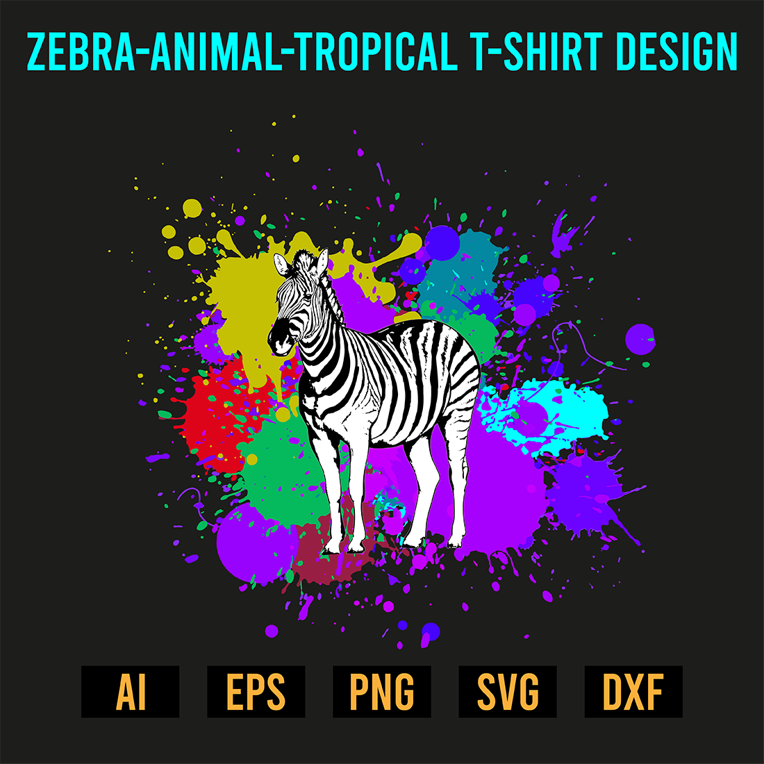 Zebra-animal-tropical T-Shirt Design preview image.