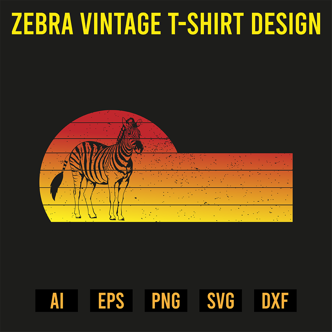 Zebra Vintage T-Shirt Design preview image.