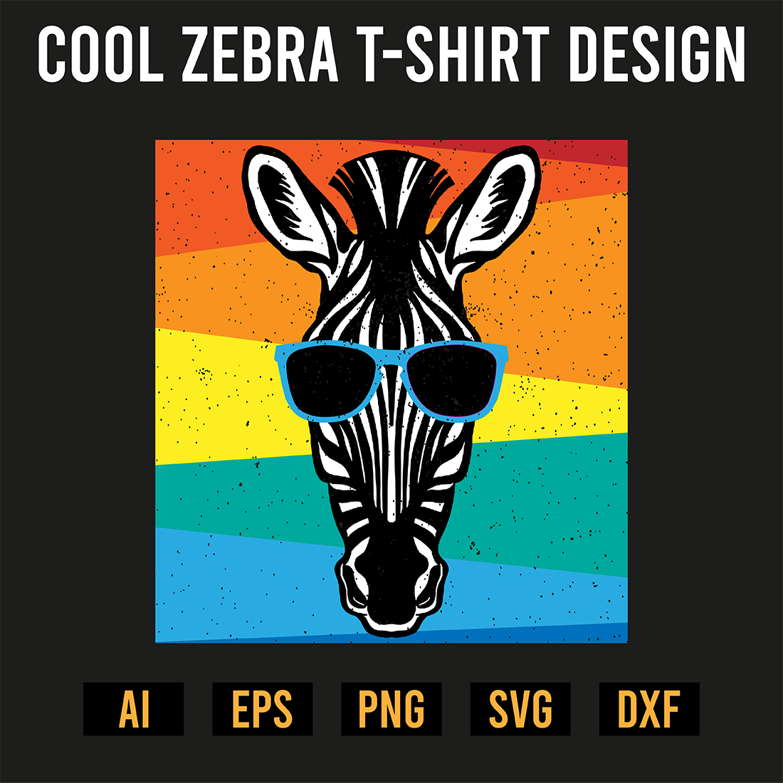 Cool Zebra T-Shirt Design preview image.