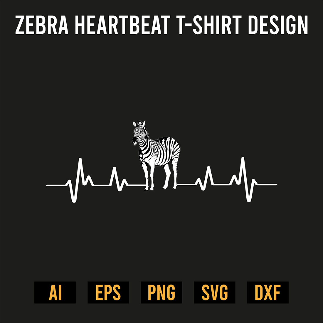 Zebra Heartbeat T-Shirt Design preview image.