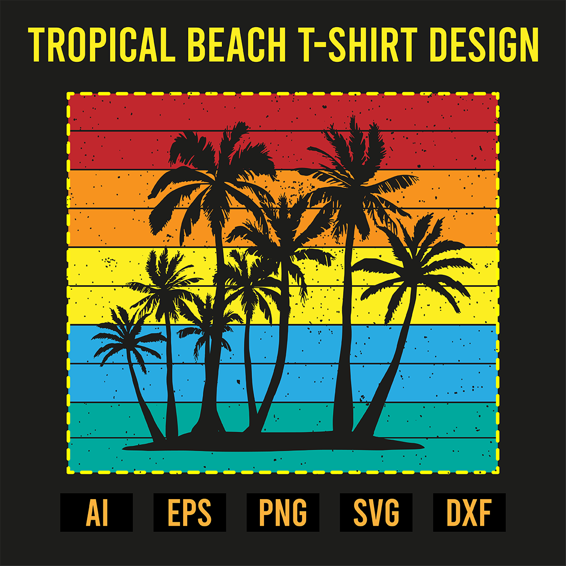 Tropical Beach T-Shirt Design preview image.