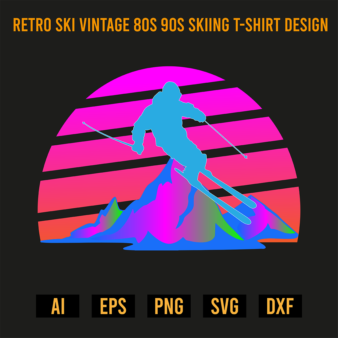 Retro Ski Vintage 80s 90s T-Shirt Design Graphic by Naznin sultana